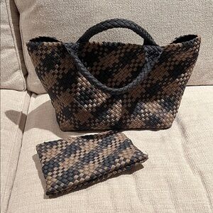 Naghedi St Barths Plaid Medium Woven Tote